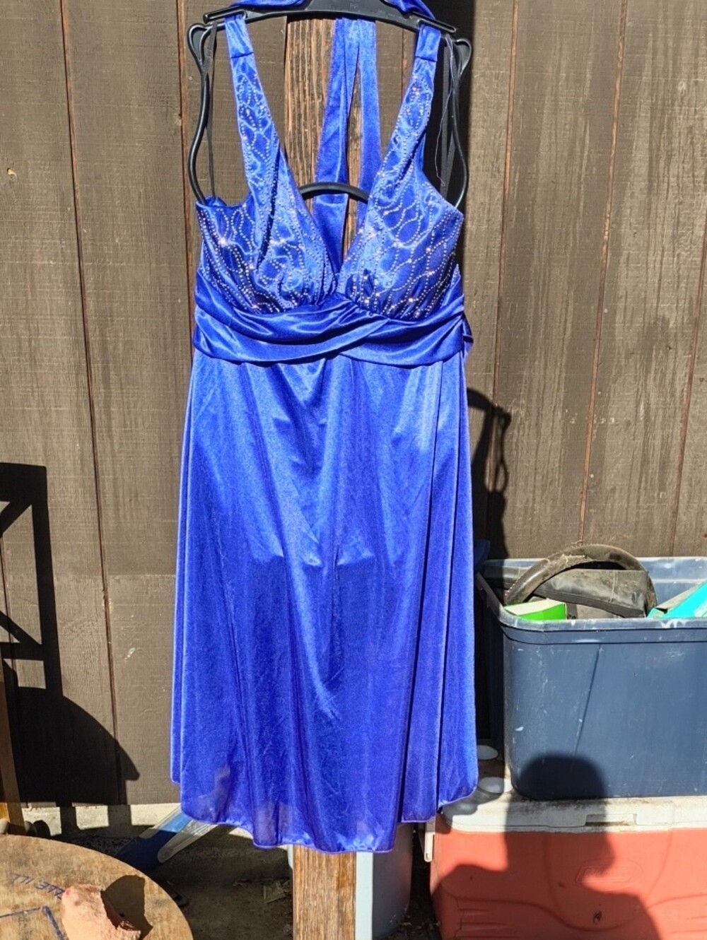 Rory Beca Royal Blue Beaded V-Neck Midi Dress